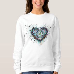 Digital Heart Sacred Geometry Heart Design  Sweatshirt