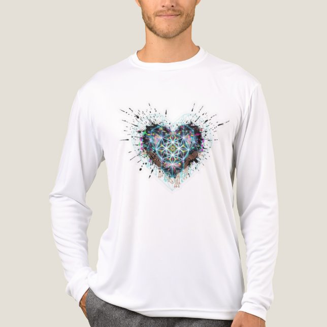 Digital Heart Sacred Geometry Heart Design  Tri-Blend Shirt (Front)