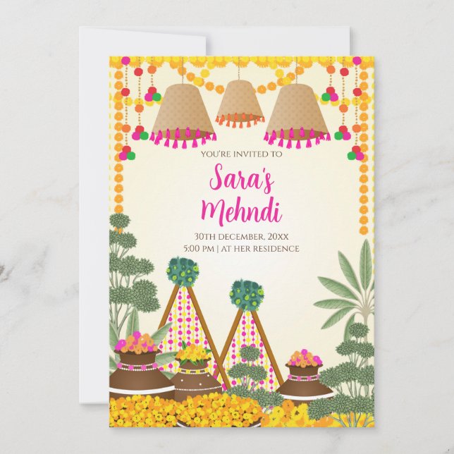 Digital Henna invite & Digital Haldi invitation (Front)