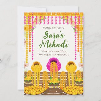 Digital Henna Party invitations & Haldi invite
