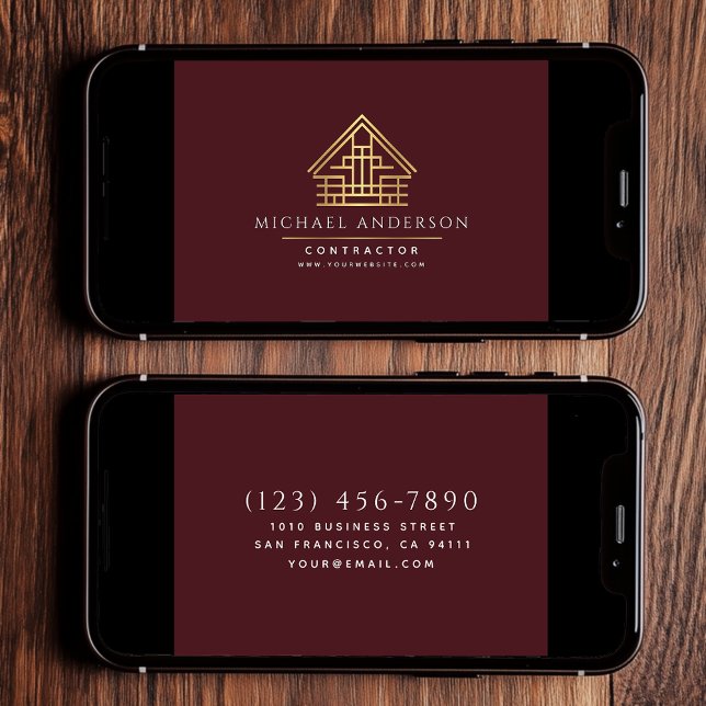 Digital Home Building Construction Red Business Card (Creator Uploaded)