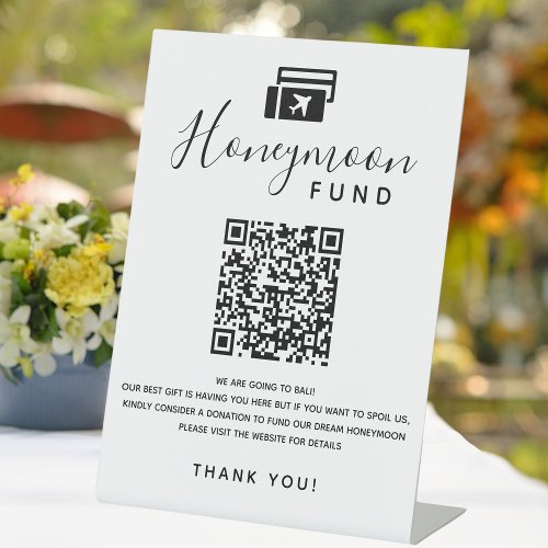 Digital Honeymoon Fund QR Code Scan Wedding Wish Pedestal Sign