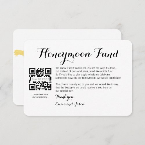 Digital Honeymoon fund wedding gold Enclosure Card