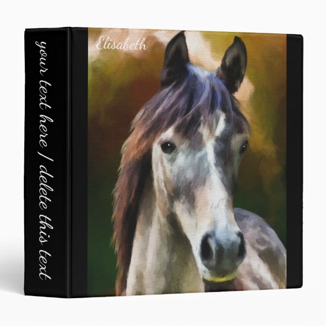Digital horse portrait painting name 3 ring binder (Front/Spine)