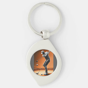 Digital Human Golfer in 10 Golf Swing Positions Keychain
