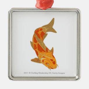 Digital illustration of Koi Carp Metal Ornament