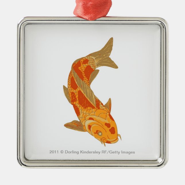 Digital illustration of Koi Carp Metal Ornament (Front)