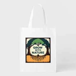 Digital Illustration of Stylized Tree with Roots a Grocery Bag