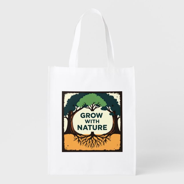 Digital Illustration of Stylized Tree with Roots a Grocery Bag (Front)