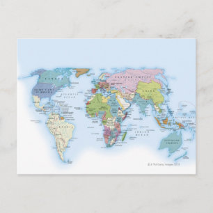 Digital illustration of the world in 1900 postcard
