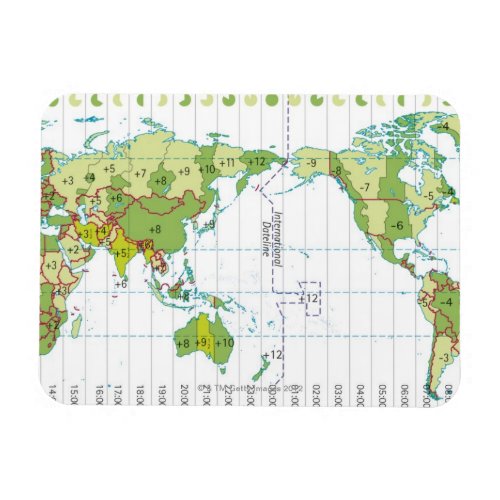 Digital illustration of world map showing time magnet
