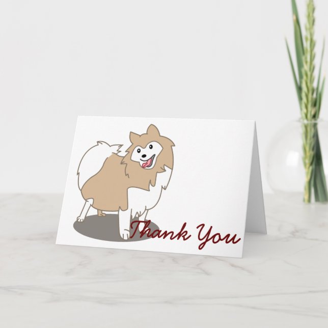 Digital Illustration - Pomeranian Dog Thank You Card (Front)