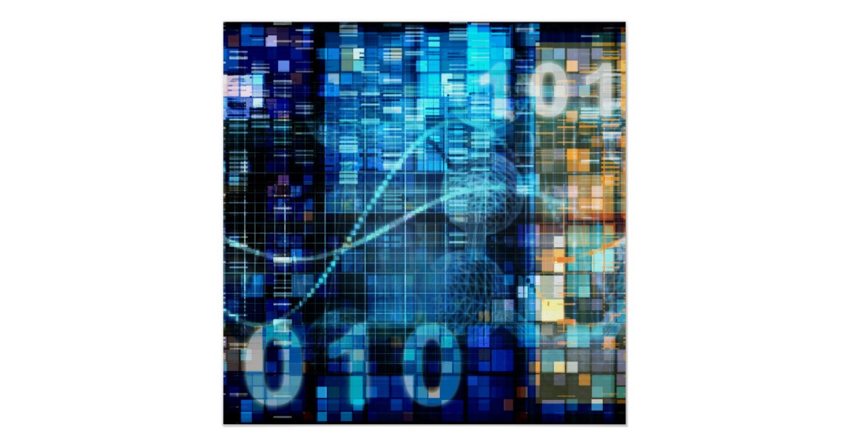 Digital Image Background Binary Code Technology Poster | Zazzle