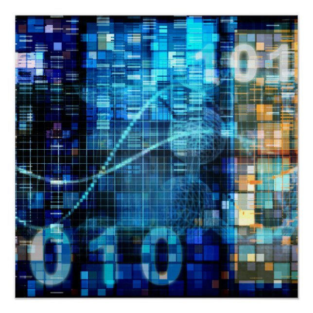 Digital Image Background Binary Code Technology Poster (Front)