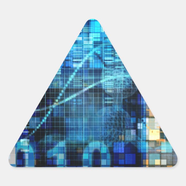 Digital Image Background Binary Code Technology Triangle Sticker (Front)