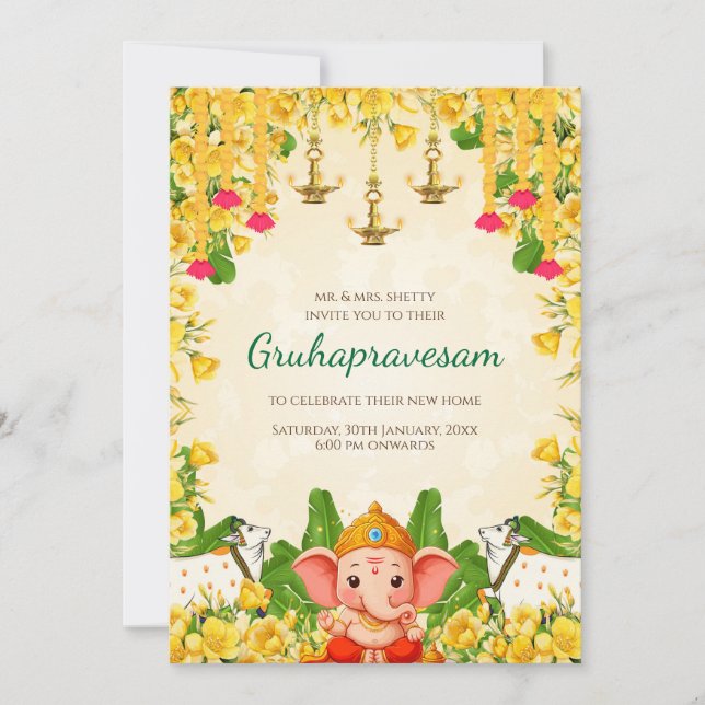 Digital Indian Housewarming invitation Tamil (Front)