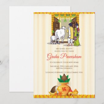 Digital Indian Housewarming invitation Telugu | Zazzle