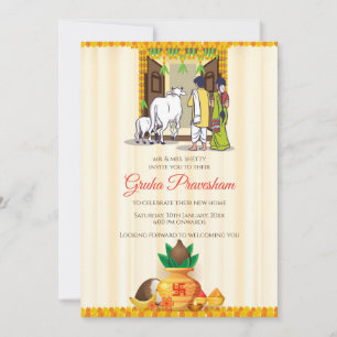 Digital Indian Housewarming invitation Telugu