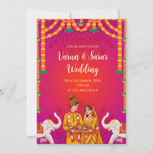 Digital Indian invitation Hindu wedding card