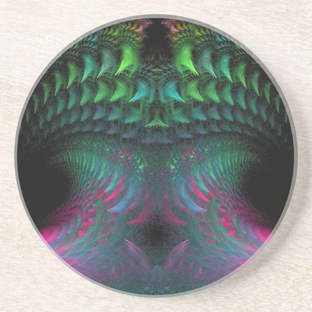 Digital Jellyfish Sandstone Coaster (Front)