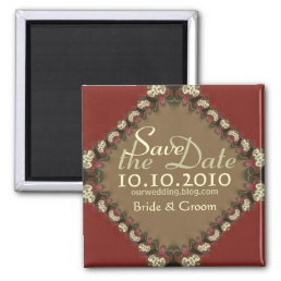 Digital Lace Brocade Save the Date Magnet