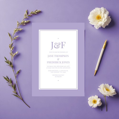 Digital Lavender Color Wedding Invitation