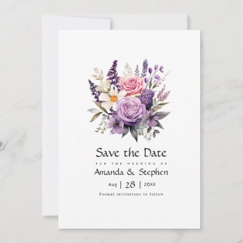 Digital Lavender Floral Wedding Save The Date