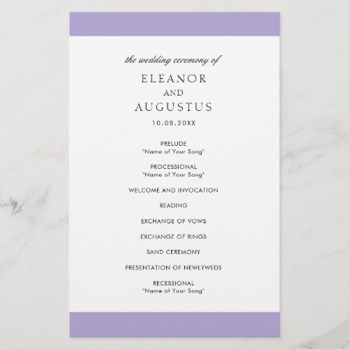 Digital Lavender Purple Budget Wedding Program Flyer