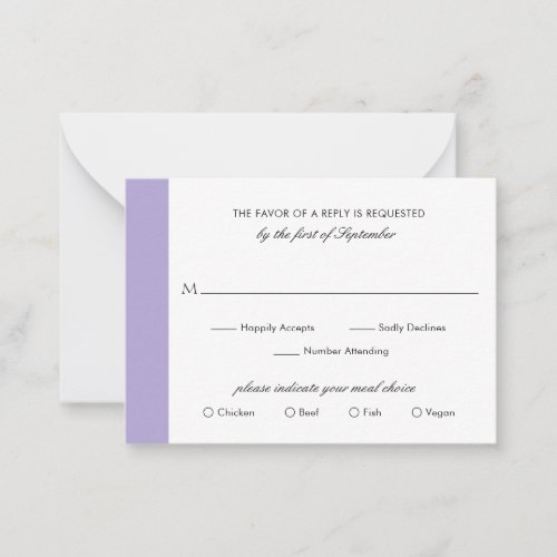 Digital Lavender Purple Wedding Mini RSVP Card