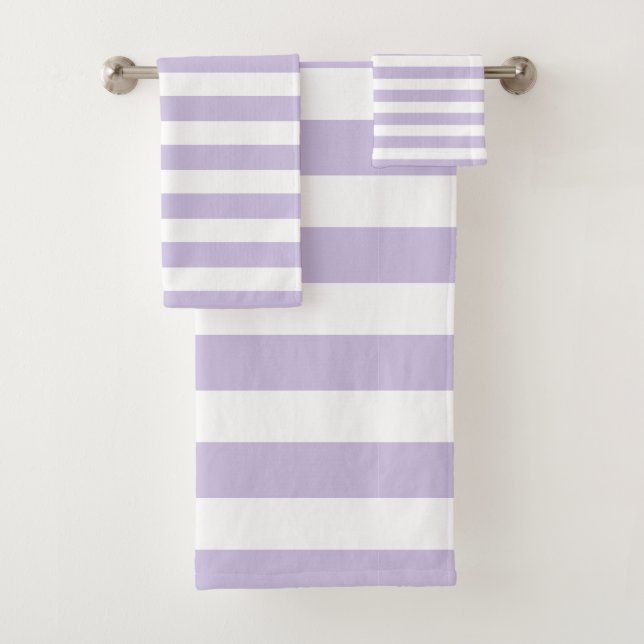 Digital Lavender & White Striped Bath Towels (Insitu)