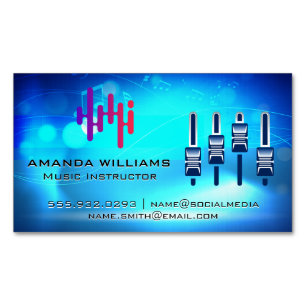 Digital Logo Mixer Music Background Business Card Magnet