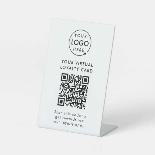 Digital Loyalty Reward App QR Code Business Logo Pedestal Sign