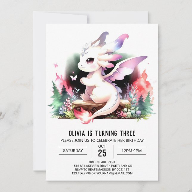 Digital Majestic Dragon Birthday Invitation (Front)