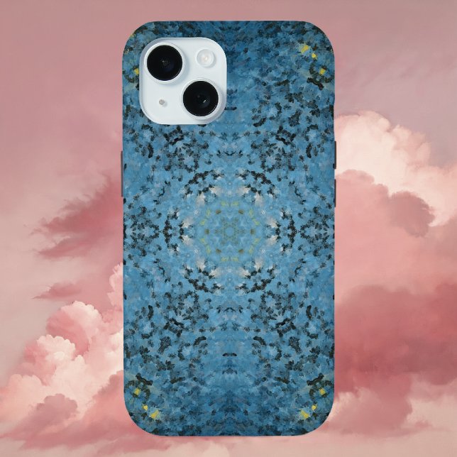Digital Mandala Blue and Yellow Case-Mate iPhone Case (Blue and Yellow Digital Paint Mandala iPhone Case By Wormhole Orbital)