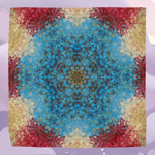 Digital Mandala Blue Red and Yellow Bandana