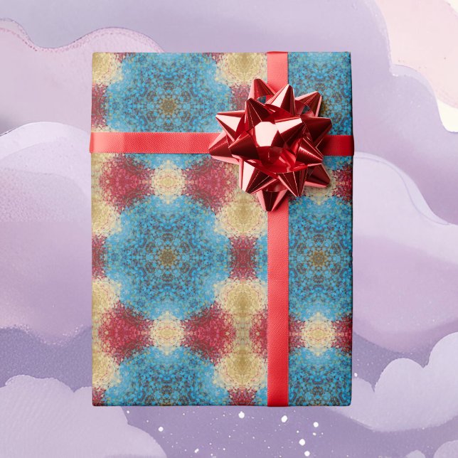 Digital Mandala Blue Red and Yellow Wrapping Paper (Creator Uploaded)