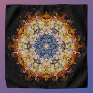 Digital Mandala Blue Yellow Orange and Black Bandana