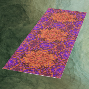 Digital Mandala Orange Blue and Purple Yoga Mat