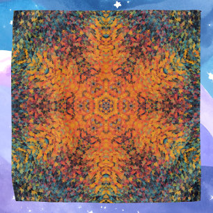 Digital Mandala Orange Blue and Yellow Bandana