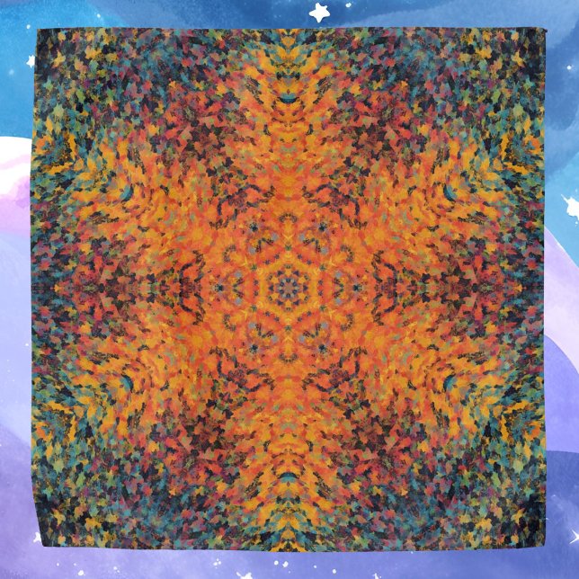 Digital Mandala Orange Blue and Yellow Bandana (Creator Uploaded)