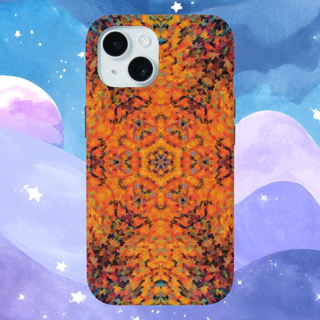 Digital Mandala Orange Blue and Yellow Case-Mate iPhone Case (Creator Uploaded)