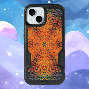 Digital Mandala Orange Blue and Yellow iPhone 15 Case