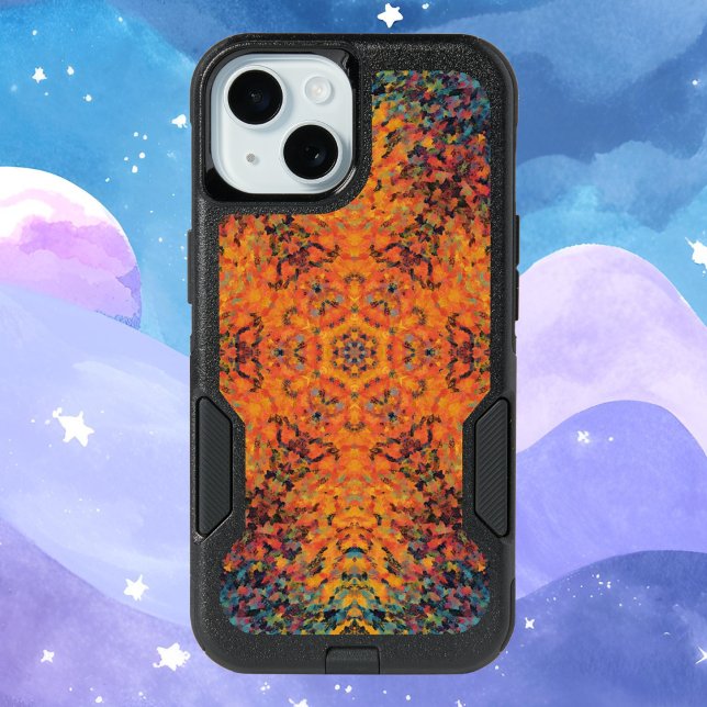 Digital Mandala Orange Blue and Yellow iPhone 15 Case (Creator Uploaded)
