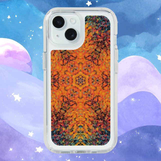 Digital Mandala Orange Blue and Yellow Speck iPhone Case (Creator Uploaded)
