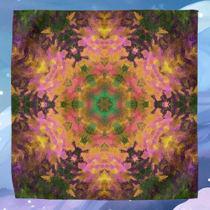Digital Mandala Pink Yellow and Green Bandana