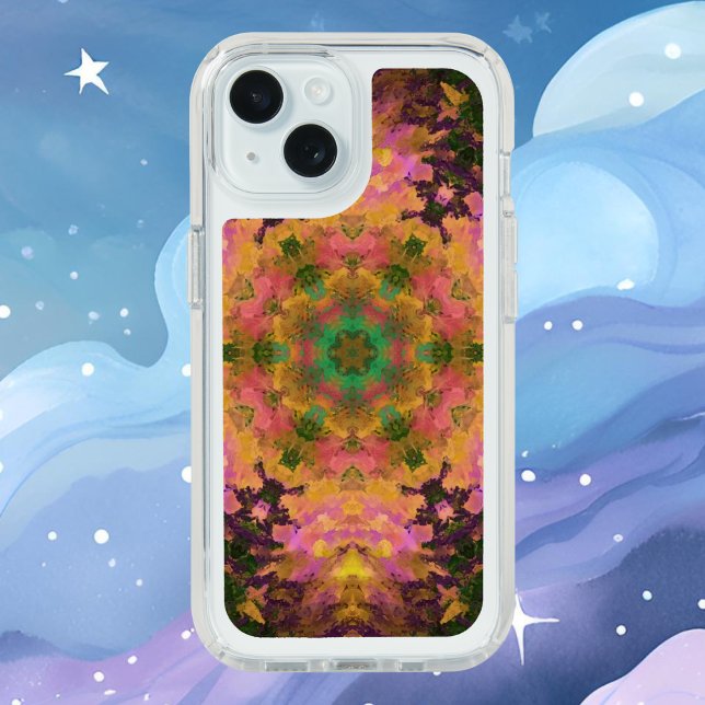Digital Mandala Pink Yellow and Green Speck iPhone Case (Creator Uploaded)