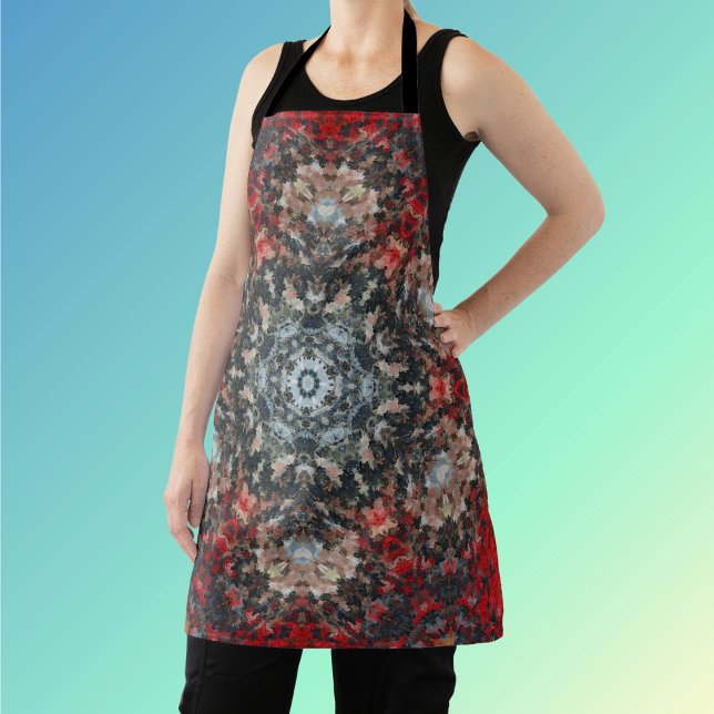 Digital Mandala Red and White Apron (Creator Uploaded)