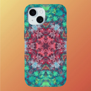 Digital Mandala Red Green and Blue iPhone 15 Case