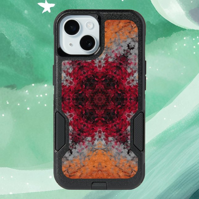 Digital Mandala Red Orange and Blue iPhone 15 Case (Creator Uploaded)