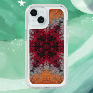 Digital Mandala Red Orange and Blue iPhone 15 Case
